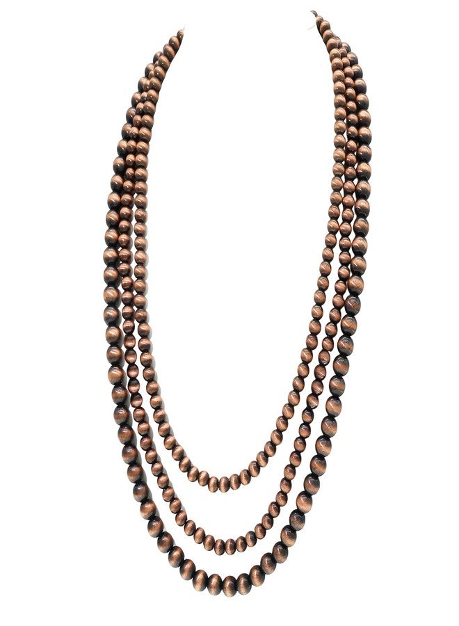 CIOOU Navajo Pearl Necklace for Women Multi Strand Turquoise Choker Western Jewelry Vintage Boho Chic Beaded Statement Necklaces (retro brown) - Image 1